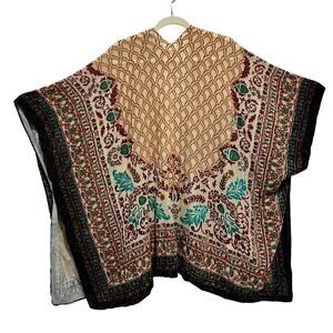 Free People Velvet Burnout Boho Kimono Sheer Floral Duster Festival OS